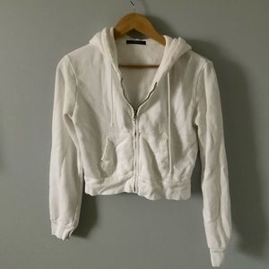 White Brandy Melville Cropped Zip-Up